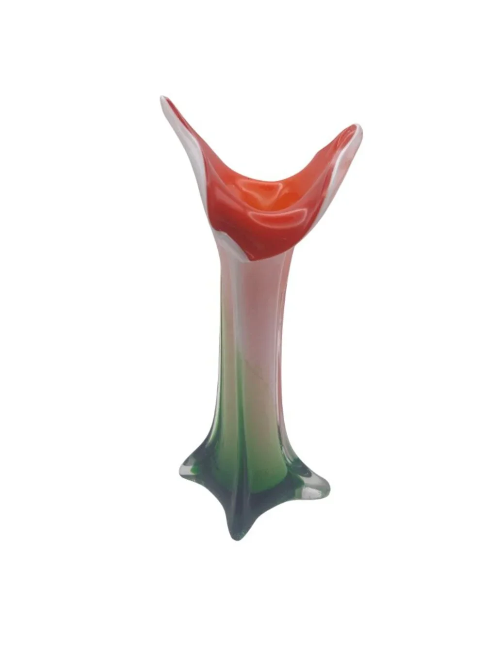 Calla Lily Art Glass Vase Floral Jack In The Pulpit Hand Blown Murano Style Vtg